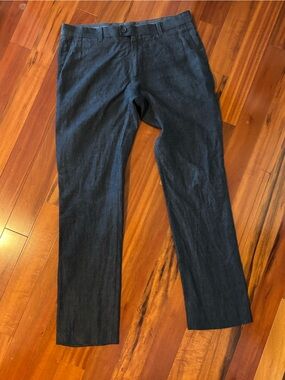 Straight Leg Dress Pants in Navy Blue